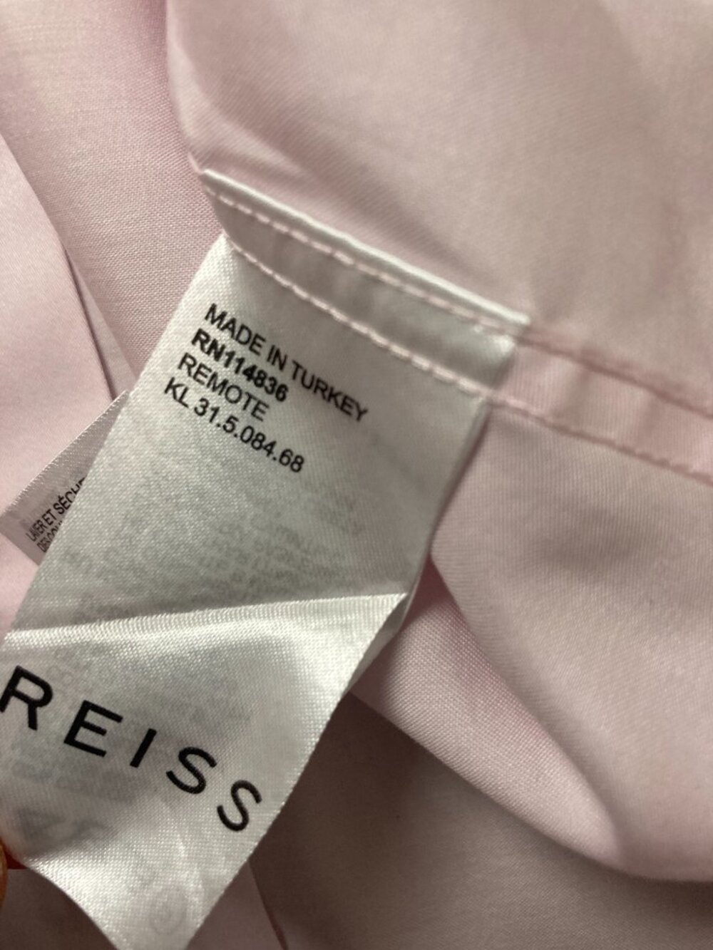 REISS Men’s Medium Slim Fit Long Sleeve Dress Shirt Light Pink Button Up - Picture 8 of 10